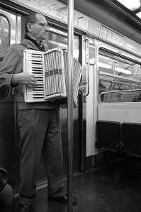 So far, I've been treated to accordian music on the metro twice. It makes me feel like I'm really in Paris. I even paid this guy, since he let me take a picture.
